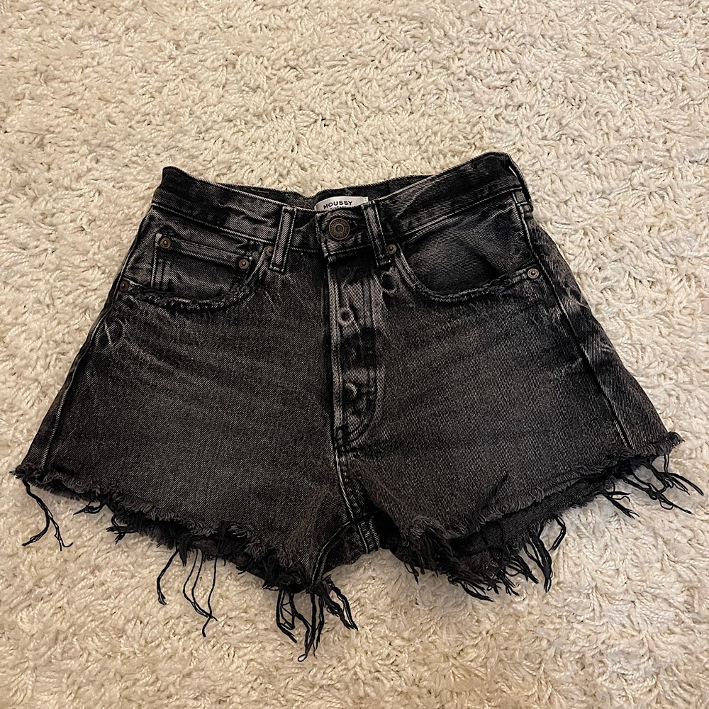 Moussy Vintage Black Denim Shorts - Sz 24